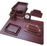 طقم مكتبي 8 قطع جلد عودي بدون لوحة اسم