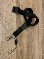 حبل رقبة قماش طباعة أي شعار حسب الطلب لون أسود