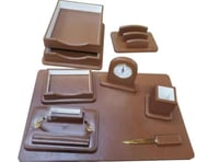 طقم مكتبي 8 قطع جلد بدون لوحة اسم