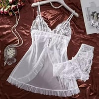 شفافة الأبيض تول ثوب النوم الرسن Homewear امرأة بي...