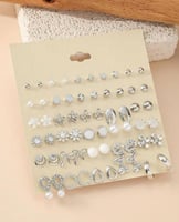 مجموعة أقراط فضية 30 زوج