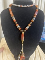 عقد تراثي سلسال طويل من العقيق و الظفار