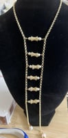 سلسال طويل لولو كرستال طويل مطلي بالذهب
