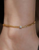 خلخال ذهبي بفص واحد