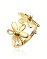 خاتم الزهرتين الذهبي مقاس 7