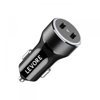 شاحن سيارة ليفوري 66 واط منفذين USB-C PD - أسود