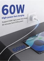 موج ماكس - سلك شاحن تايب سي الى تايب سي بقوة 60 وا...