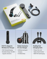 عرض-حامل شاحن جوال بيسوس مع منظم اغراض وفواحة عطري...