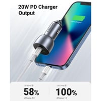 شاحن سيارة يوجرين بمنفذ PD ومنفذ USB وبمجموع القوة...