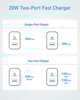 انكر فيش شاحن جداري منفذ تايب سي ومنفذ USB بقوة 20...