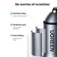 شاحن سيارة يوجرين بمنفذ PD ومنفذ USB وبمجموع القوة...