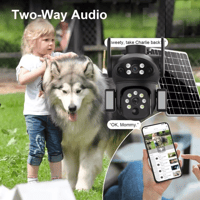 كاميرا مراقبة لاسلكية عدستين بالطاقة الشمسية تصوير...