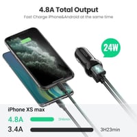 شاحن سيارة يوجرين بمنفذين USB وبمجموع القوة 24 واط...