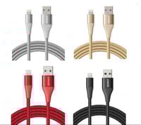 سلك شاحن ايفون انكر ضد القطع مغطى بالقماش يتحمل حت...