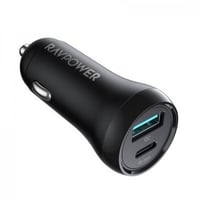 فيش شاحن سياره راف باور بقوة 38 واط منفذ تايب سي 2...