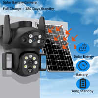 كاميرا مراقبة لاسلكية عدستين بالطاقة الشمسية تصوير...