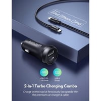 فيش شاحن سياره راف باور بقوة 38 واط منفذ تايب سي 2...