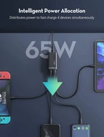 راف باور منصة شحن بقوة 65 واط و 4 منافذ شحن