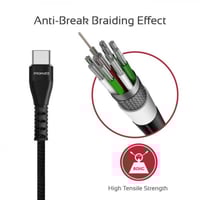 بروميت سلك شاحن مزدوج الوجهين USB الى Type-C بطول...