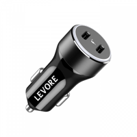 شاحن سيارة ليفوري 66 واط منفذين USB-C PD - أسود