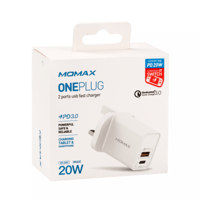 فيش شاحن موماكس 20 واط منفذين بتقنية الشحن السريع...