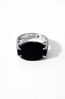 خاتم ملكي حجر اسود مصنوع من الفضة مع حفر داخلي