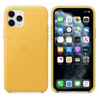 - كفر ابل من جلد للايفون 11 برو - اصفر قشر الليمون...