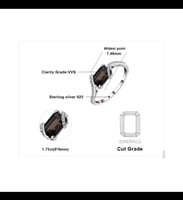 خاتم سموكي كوارتز مع زركون