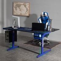 كرسي قيمنق مع طاولة قيمنق زاوية لون أزرق بأبيض