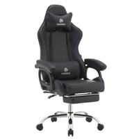 495- كرسي قيمنق ألفا جلد أسود مع مسند قدم