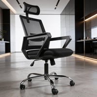 563-كرسي مكتب ايكيدا شبك دوار مع مسند للرأس بإطار...