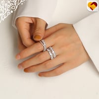 خاتم فضي مزين بلمعة