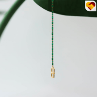 سلسلة فصوص خضراء ناعمة مطلي ذهب