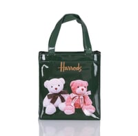 حقيبة الدببة الأنيقة بشعار هارودز واللون الاخضر