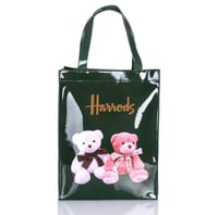 حقيبة الدببة الأنيقة بشعار هارودز واللون الاخضر