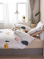 طقم لحاف 3 قطع أبيض وردي / حوت - 260*230