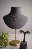 سلسال تشوكر ذهبي نسائي برسيم رباعي طبقتين