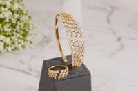 اسورة و خاتم زركون ذهبي بتصميم الألماس مطلي ذهب عي...