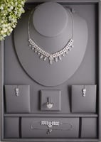 طقم مجوهرات زركون فضي بتصميم دائري متدرج متألق