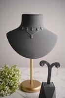 سلسال تشوكر فضي بيضاوي مرصّع زركون بتصميم طبقتين أ...