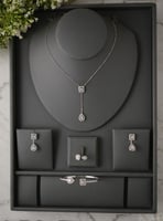 طقم مجوهرات زركون متدلٍ بتصميم هندسي فاخر