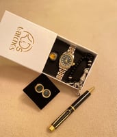 طقم ساعة الشيخ ذهبي مينا اسود