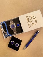 طقم ساعة مربع ازرق