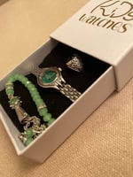 طقم ساعة مواليد اخضر