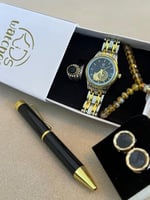 طقم فضي وذهبي