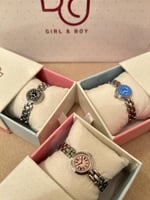 ساعة مواليد دائرية فضية زينة لاتعمل