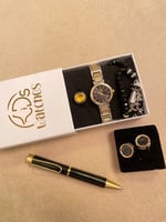 طقم ساعة دائري مينا اسود