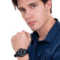 ساعة رجالية فخمة بسوار سيليكون أسود وتصميم عصري أن...