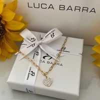 سلسال ذهبي بقلب كرستال من براند LUCA BARRA
