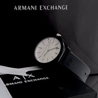 ساعة ارماني رجالي أسود مينا أبيض